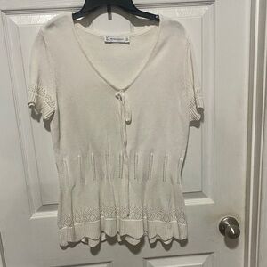 New York & Company Cream Knit Blouse